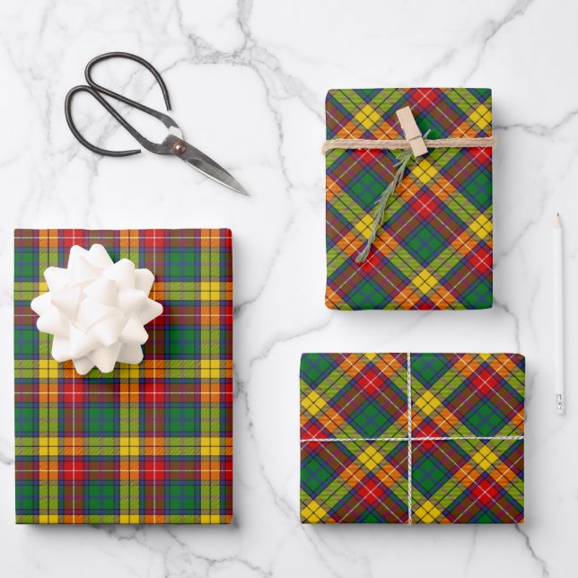 Clan Buchanan Tartan Wrapping Paper Sheet (Front)