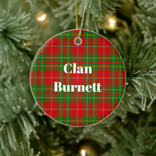 Clan Burnett Ancient Tartan Ceramic Tree Decoration