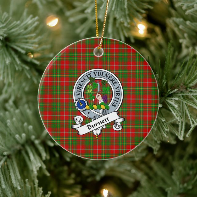 Clan Burnett Badge Tartan Plaid Ceramic Tree Decoration (Tree)
