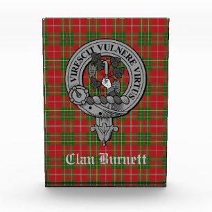 Clan Burnett Crest Badge & Tartan Acrylic Block