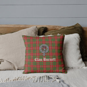 Clan Burnett Crest Badge & Tartan Cushion