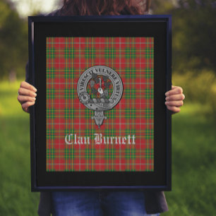 Clan Burnett Crest Badge & Tartan  Poster