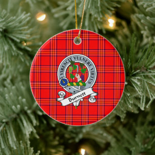 Clan Burnett Modern Badge Tartan Plaid Ceramic Tree Decoration