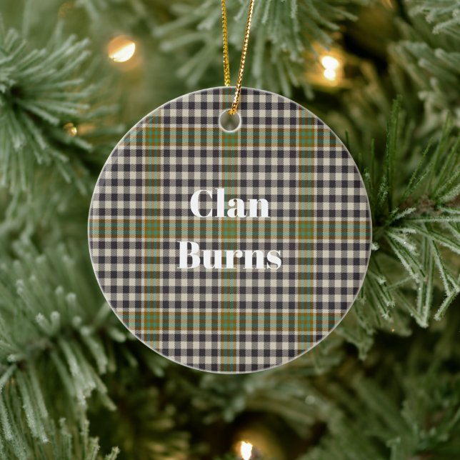 Clan Burns Check Tartan Ceramic Tree Decoration (Tree)