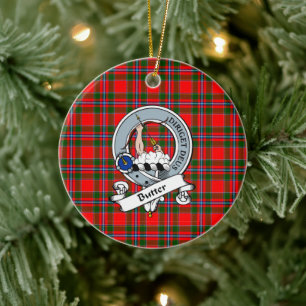 Clan Butter Badge Tartan Plaid Ceramic Tree Decoration