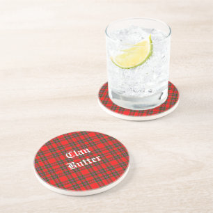 Clan Butter Tartan and Custom Text  Coaster