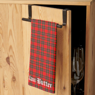 Clan Butter Tartan Personalised Tea Towel