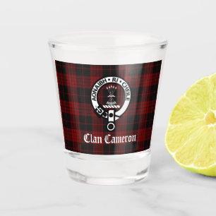 Clan Cameron Crest Badge & Tartan  Shot Glass