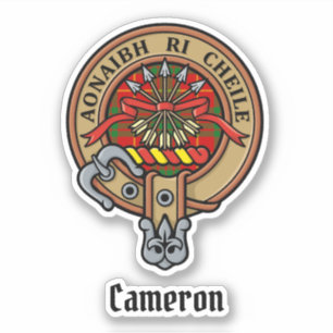 Clan Cameron Crest over Tartan