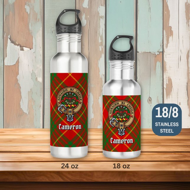 Clan Cameron Crest over Tartan 710 Ml Water Bottle (Creator Uploaded)