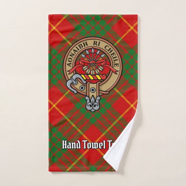 Clan Cameron Crest over Tartan Bath Towel Set (Hand Towel)