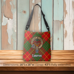 Clan Cameron Crest over Tartan Crossbody Bag