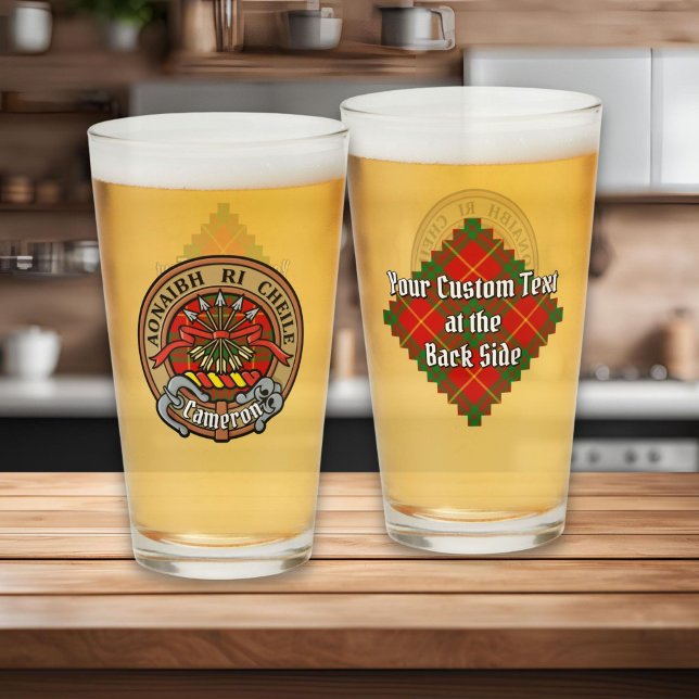 Clan Cameron Crest over Tartan Glass (Creator Uploaded)