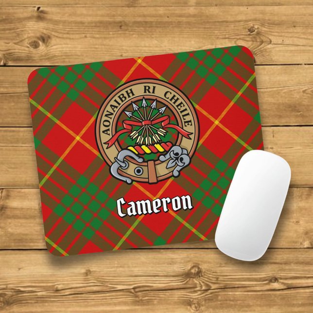 Clan Cameron Crest over Tartan Mouse Mat (Creator Uploaded)