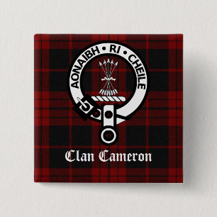 Clan Cameron Crest & Tartan 15 Cm Square Badge
