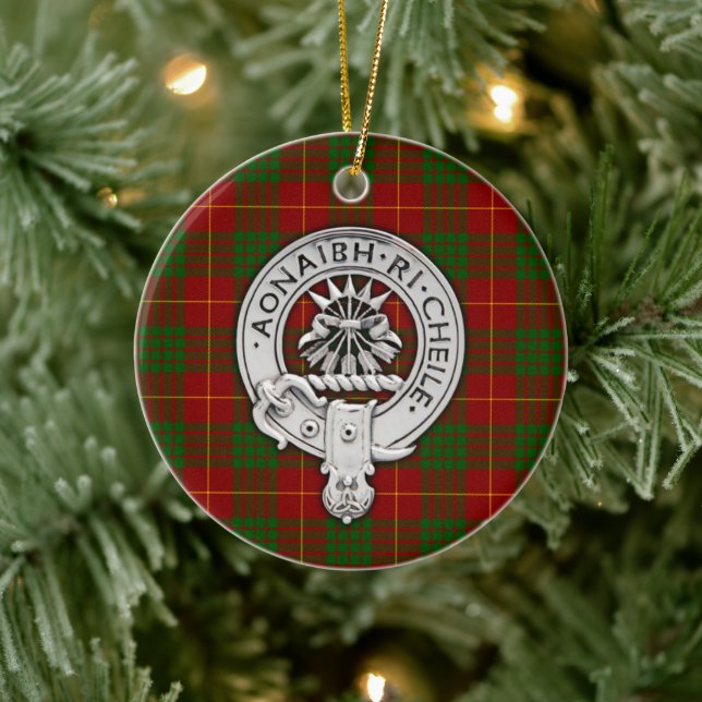 Clan Cameron Crest & Tartan Ceramic Tree Decoration (Tree)