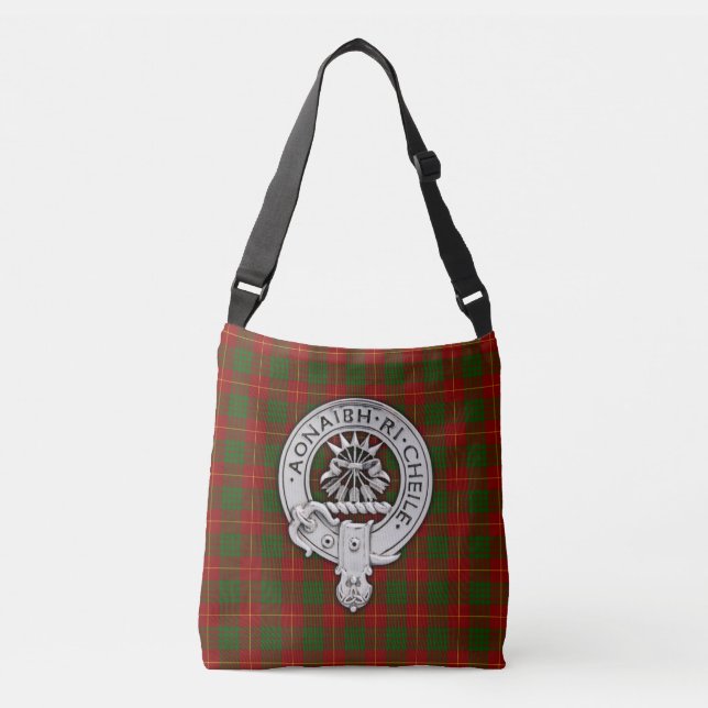 Clan Cameron Crest & Tartan Crossbody Bag (Front)