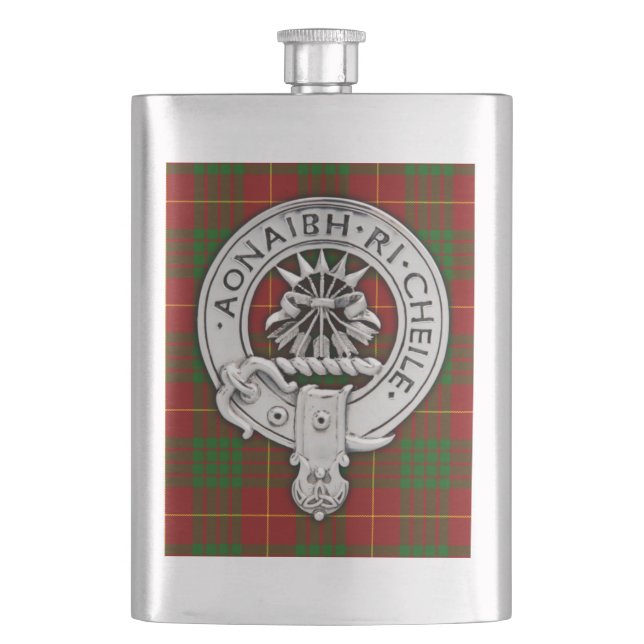 Clan Cameron Crest & Tartan Hip Flask (Front)