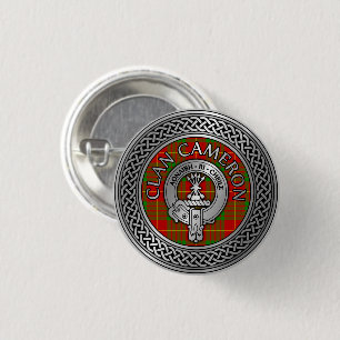 Clan Cameron Crest & Tartan Knot Button