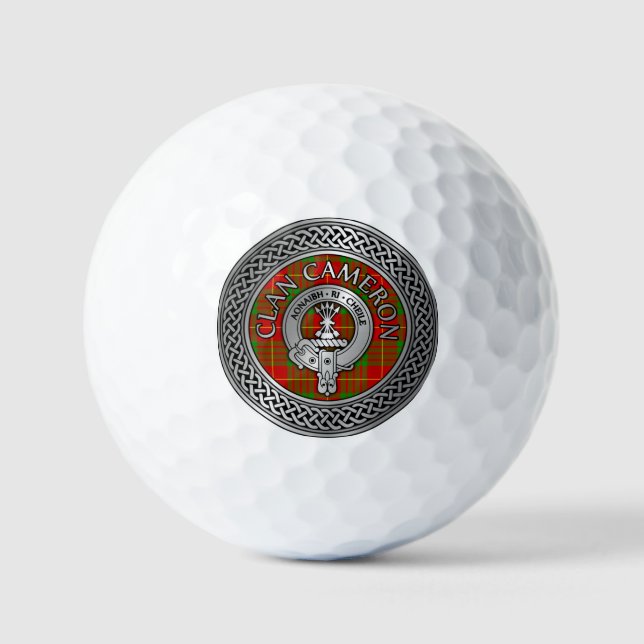 Clan Cameron Crest & Tartan Knot Golf Balls (Front)