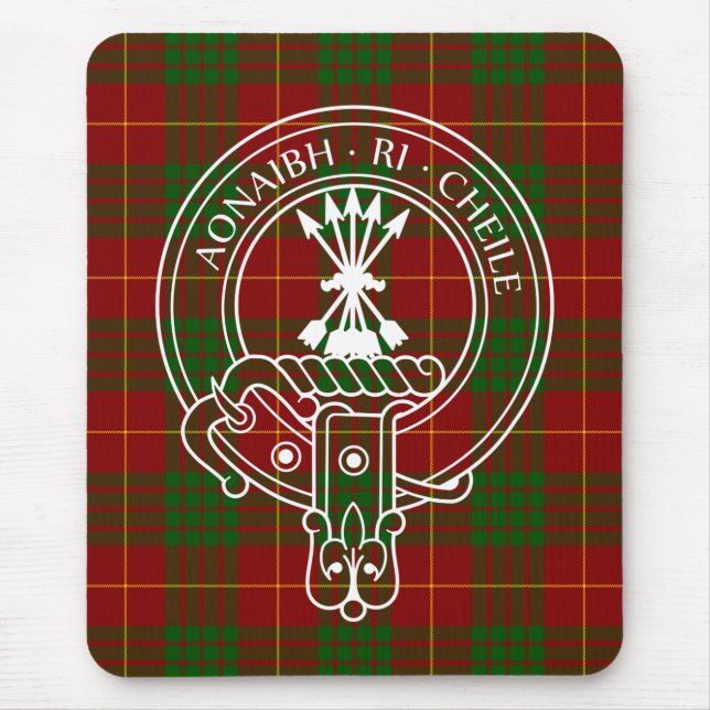 Clan Cameron Crest & Tartan Mouse Mat (Front)