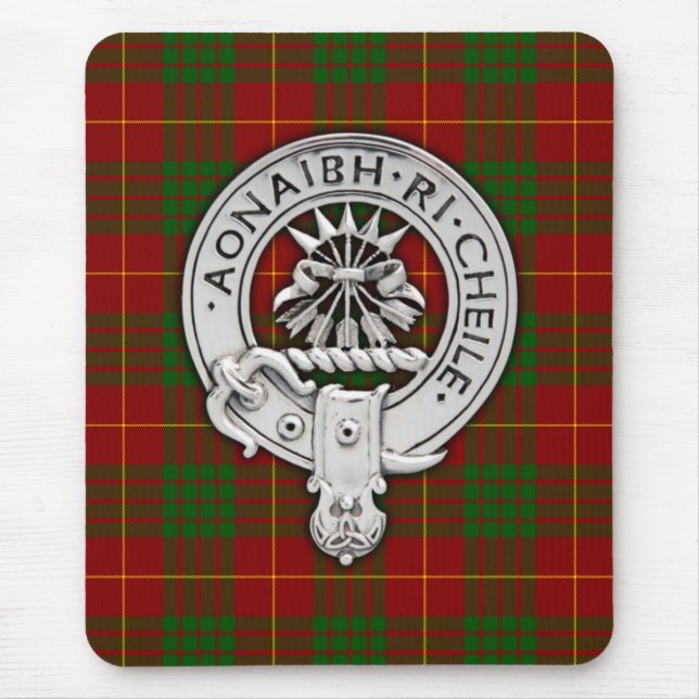 Clan Cameron Crest & Tartan Mouse Mat (Front)