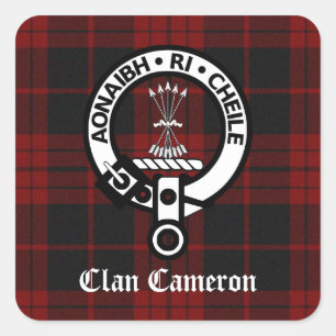 Clan Cameron Crest & Tartan Square Sticker