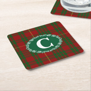 Clan Cameron Monogrammed Plaid Paper Coasters