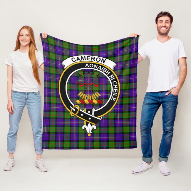 Clan Cameron Tartan Plaid Fleece Blanket (In Situ)