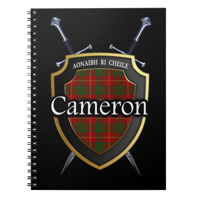 Clan Cameron Tartan Shield & Swords Notebook (Front)