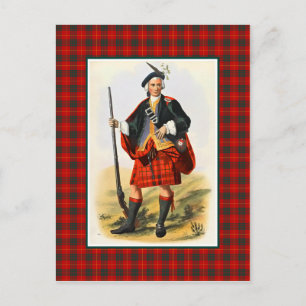 Clan Cameron Vintage Illustration Tartan Frame Postcard