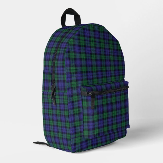 Clan Campbell Black Watch Scottish Tartan Printed Backpack (Back Corner Left)
