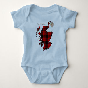 Clan Campbell Crest & Armaddie Tartan Map Baby Bodysuit