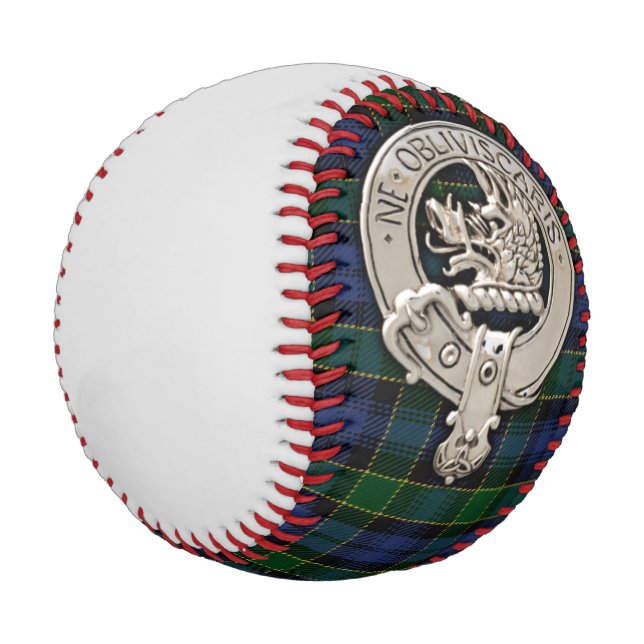 Clan Campbell Crest & Breadalbane Tartan Baseball (Angled)