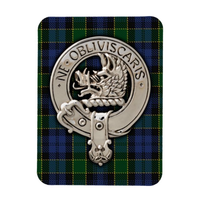 Clan Campbell Crest & Breadalbane Tartan Magnet (Vertical)
