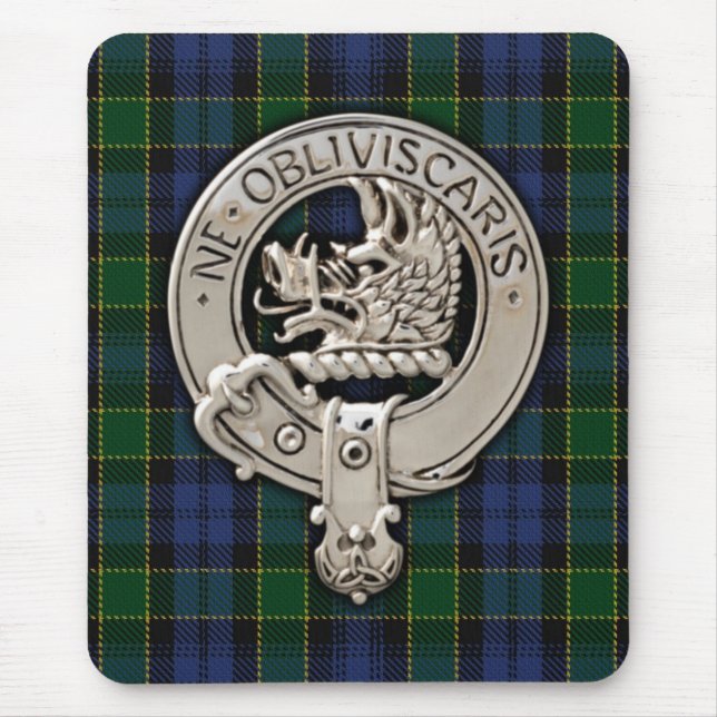 Clan Campbell Crest & Breadalbane Tartan Mouse Mat (Front)