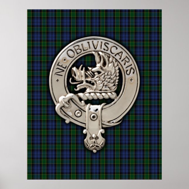 Clan Campbell Crest & Breadalbane Tartan Poster (Front)