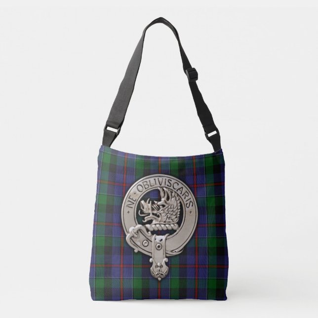 Clan Campbell Crest & Cawdor Tartan Crossbody Bag (Front)
