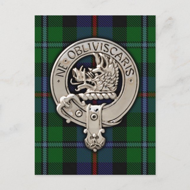 Clan Campbell Crest & Cawdor Tartan Postcard (Front)