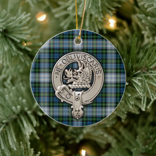 Clan Campbell Crest & Dress Tartan Ceramic Tree Decoration (Tree)