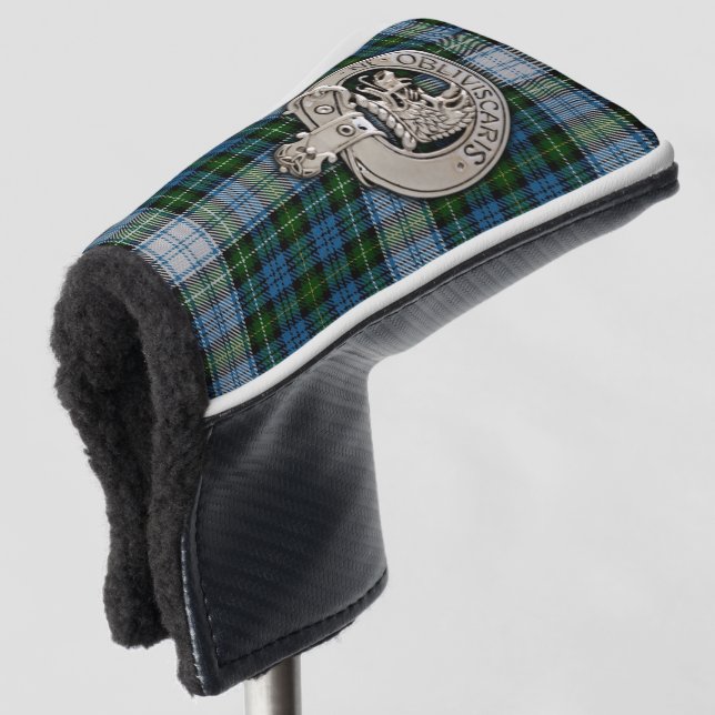 Clan Campbell Crest & Dress Tartan Golf Head Cover (3/4 Front)