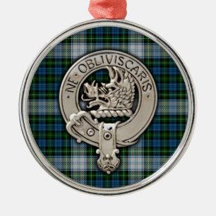 Clan Campbell Crest & Dress Tartan Metal Tree Decoration