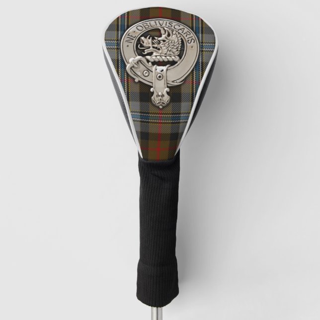 Clan Campbell Crest & Hunting Tartan Golf Head Cover (Front)