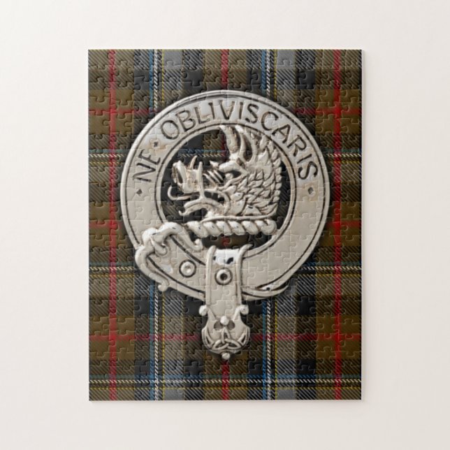 Clan Campbell Crest & Hunting Tartan Jigsaw Puzzle (Vertical)