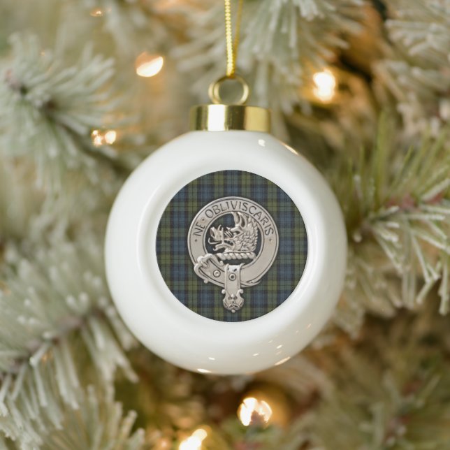 Clan Campbell Crest & Tartan Ceramic Ball Christmas Ornament (Tree)