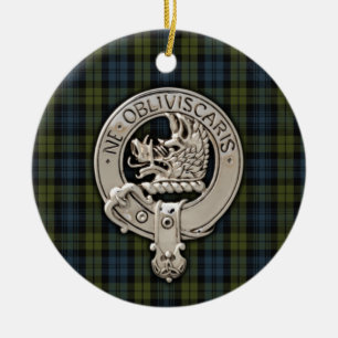 Clan Campbell Crest & Tartan Ceramic Tree Decoration