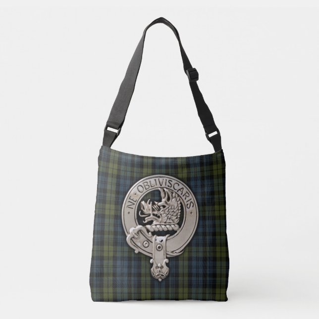 Clan Campbell Crest & Tartan Crossbody Bag (Front)