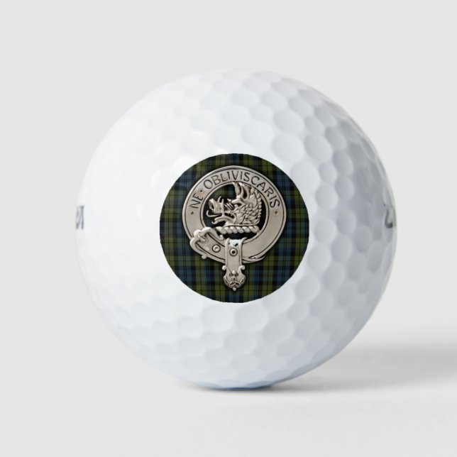 Clan Campbell Crest & Tartan Golf Balls (Front)