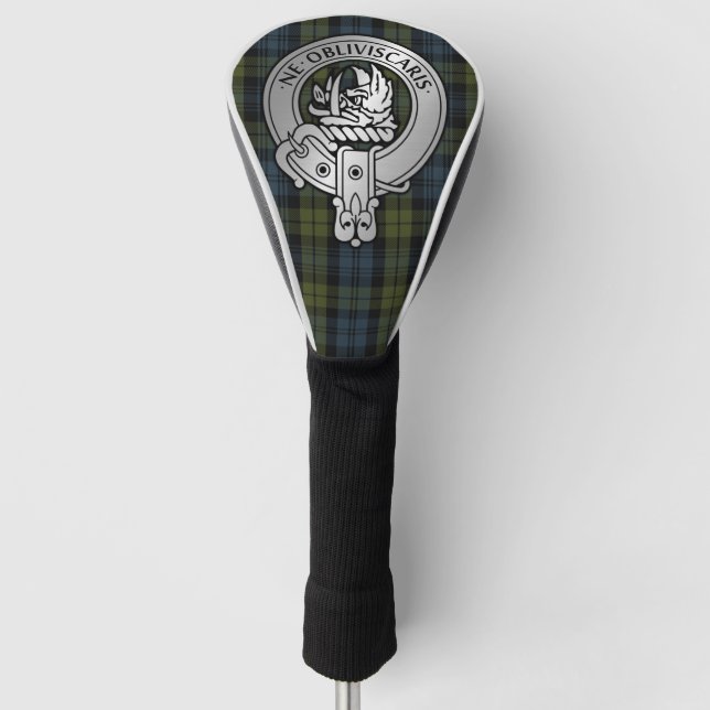 Clan Campbell Crest & Tartan Golf Head Cover (Front)