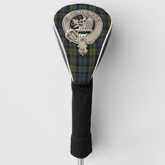 Clan Campbell Crest & Tartan Golf Head Cover (Front)
